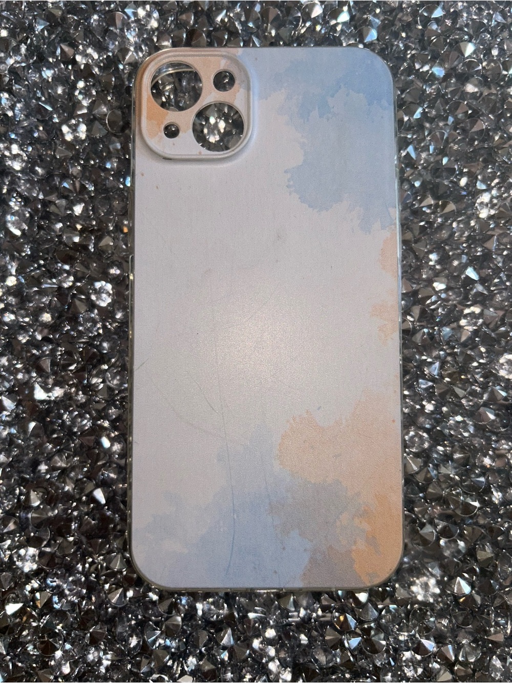 iPhone 15 plus Pastel Cloud Marble Phone Case - Blue & Peach